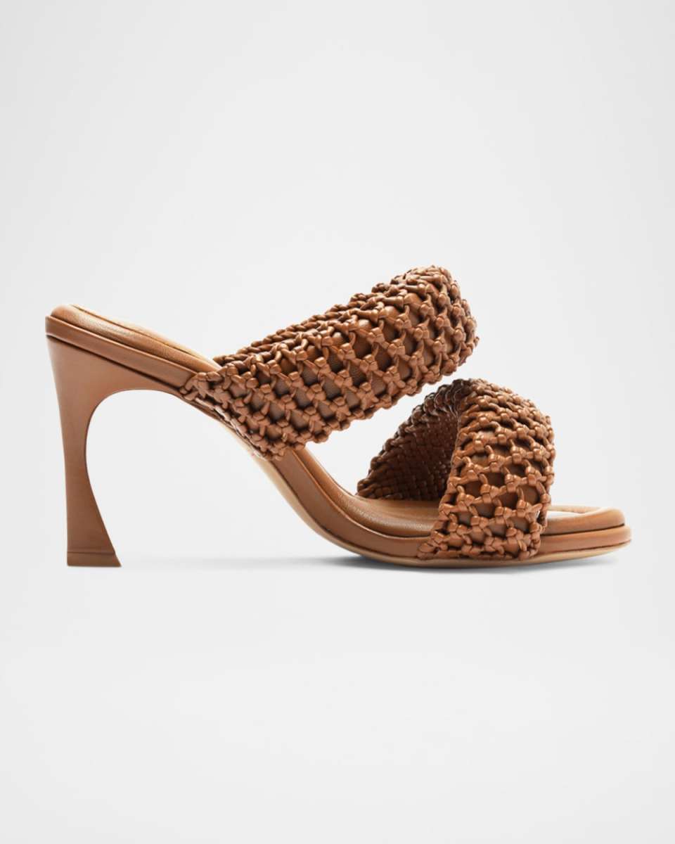 Lilla Leather Mesh Two-Band Sandals